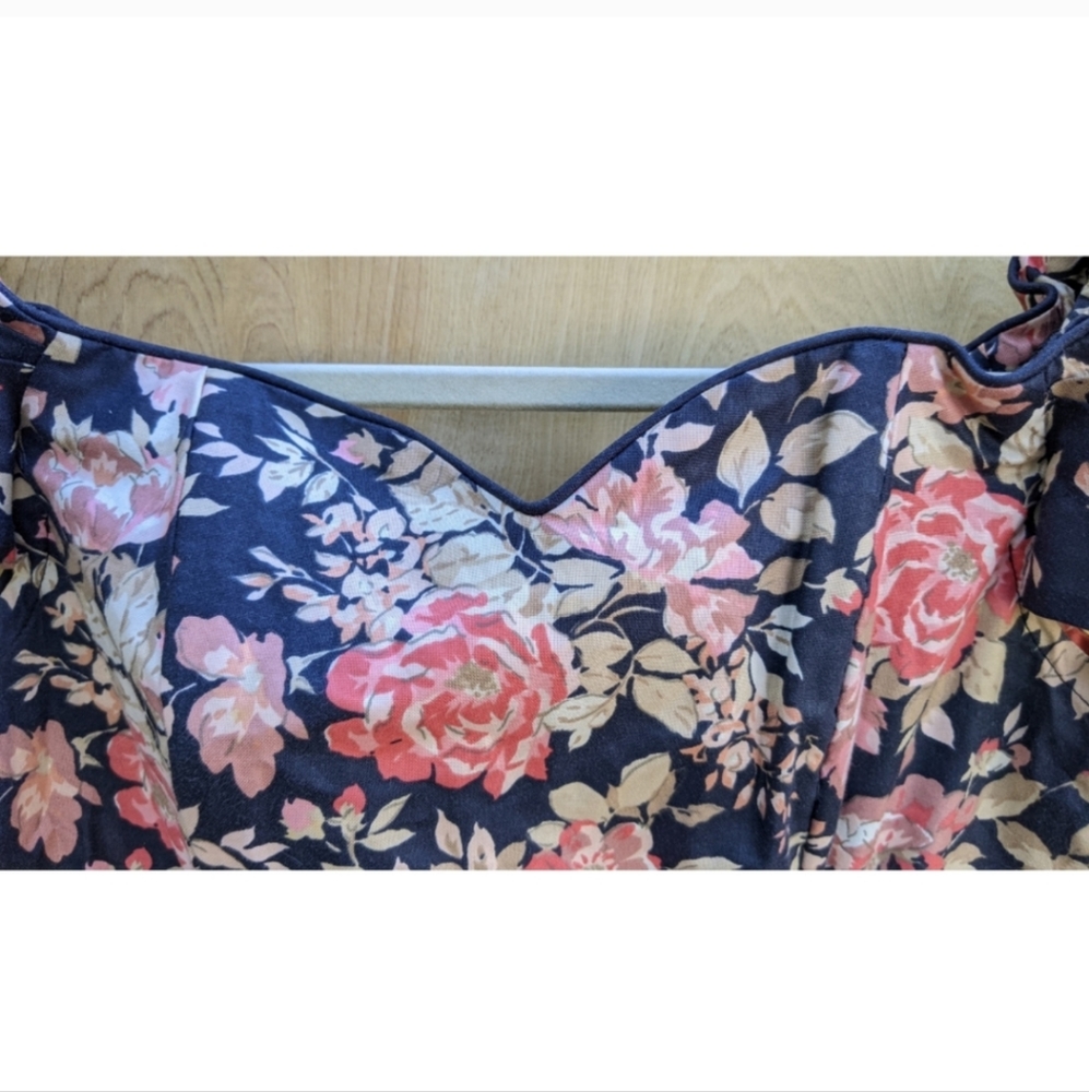 Vintage 90's Laura Ashley floral off the shoulder knee length dress 8 - Picture 5 of 9